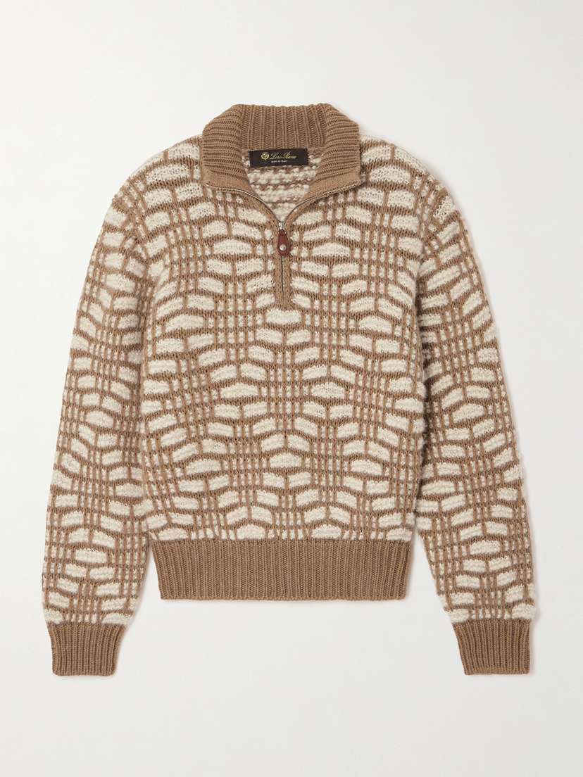 Loro Piana Jacquard-knit Camel Hair Sweater