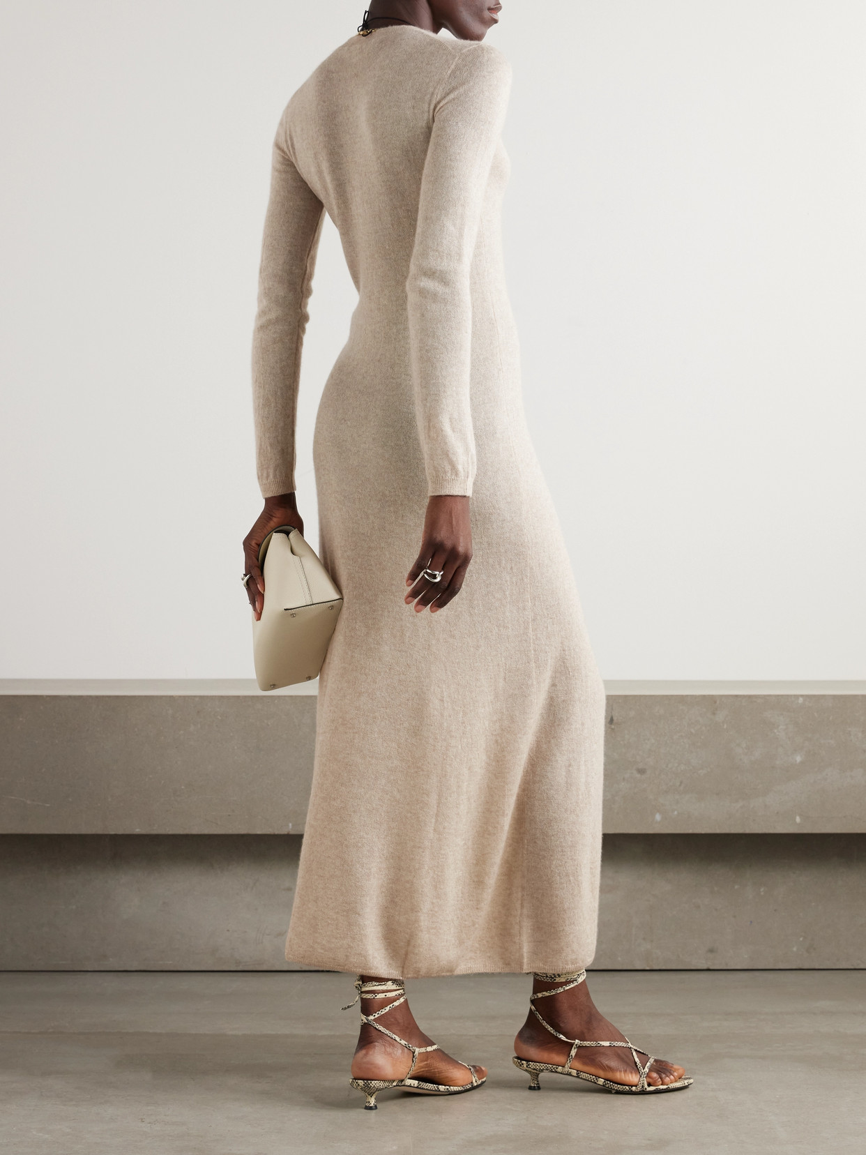 Loro Piana Camino Cashmere And Silk-blend Midi Dress In Neutrals