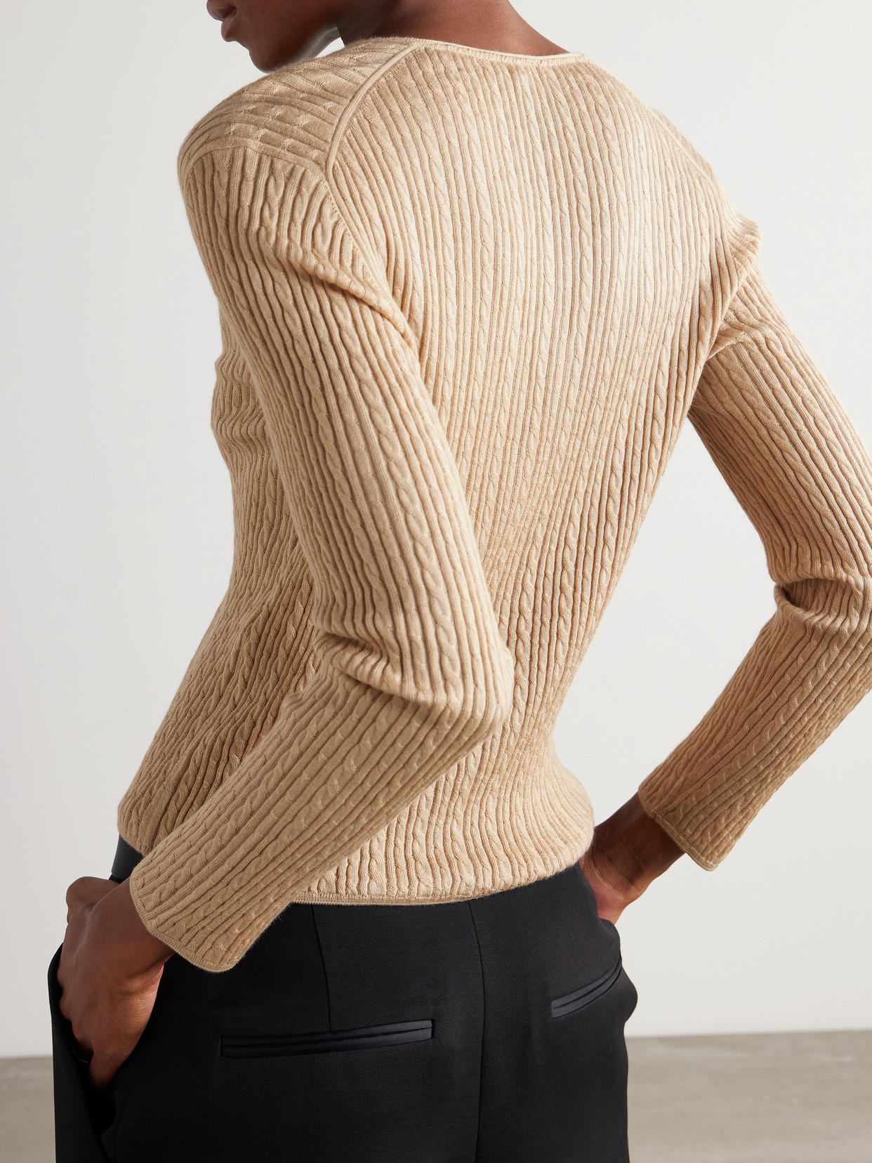 Loro Piana Rimella Cable-knit Cashmere And Silk-blend Cardigan In Cream