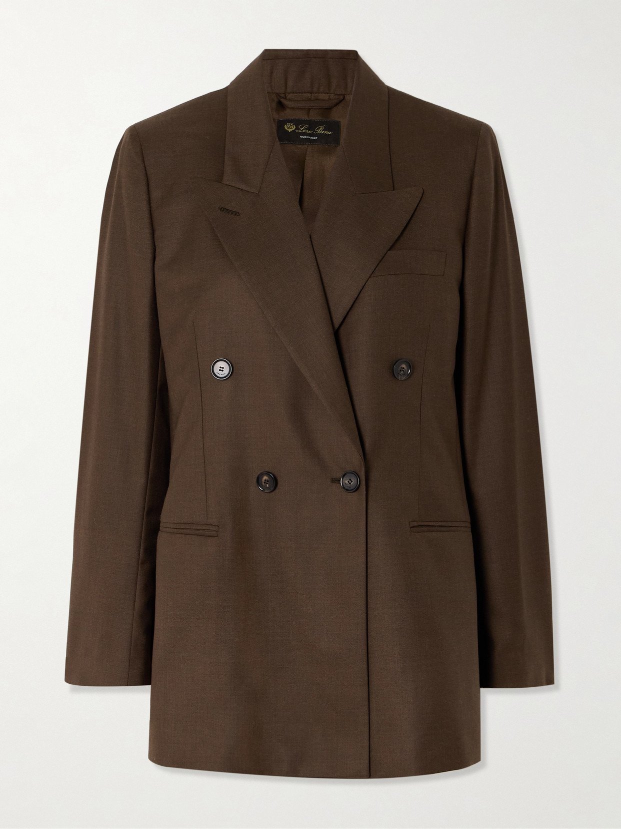 Loro Piana Oversized Double-breasted Virgin Wool Blazer In Brown