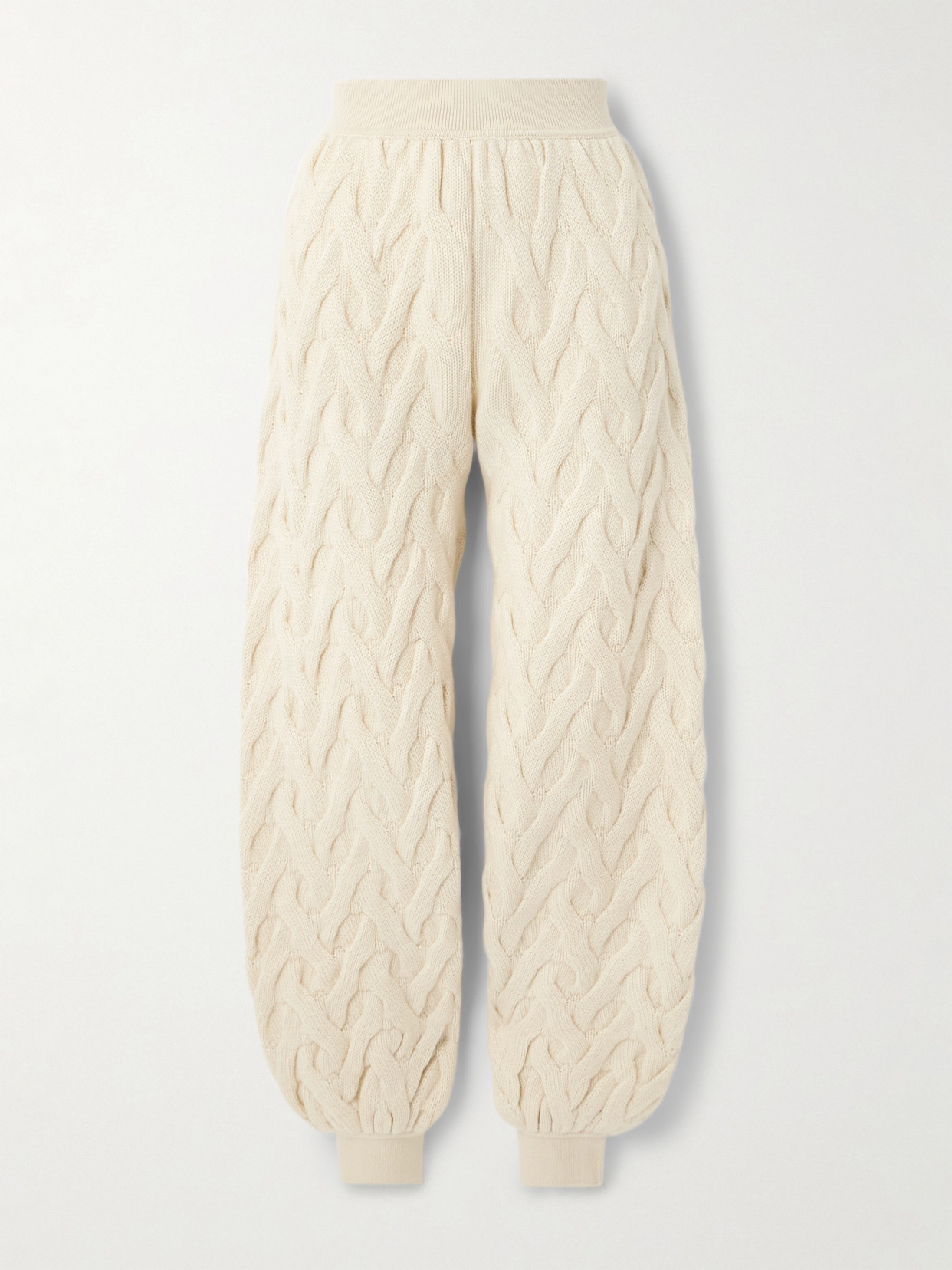 Loro Piana - Cable-knit Cashmere Tapered Track Pants - Ivory
