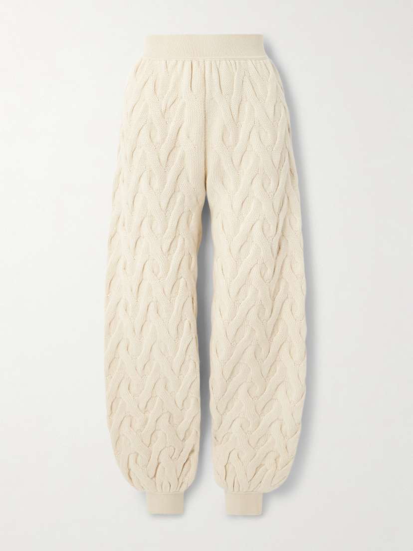 Loro Piana Cable-knit Cashmere Tapered Track Pants