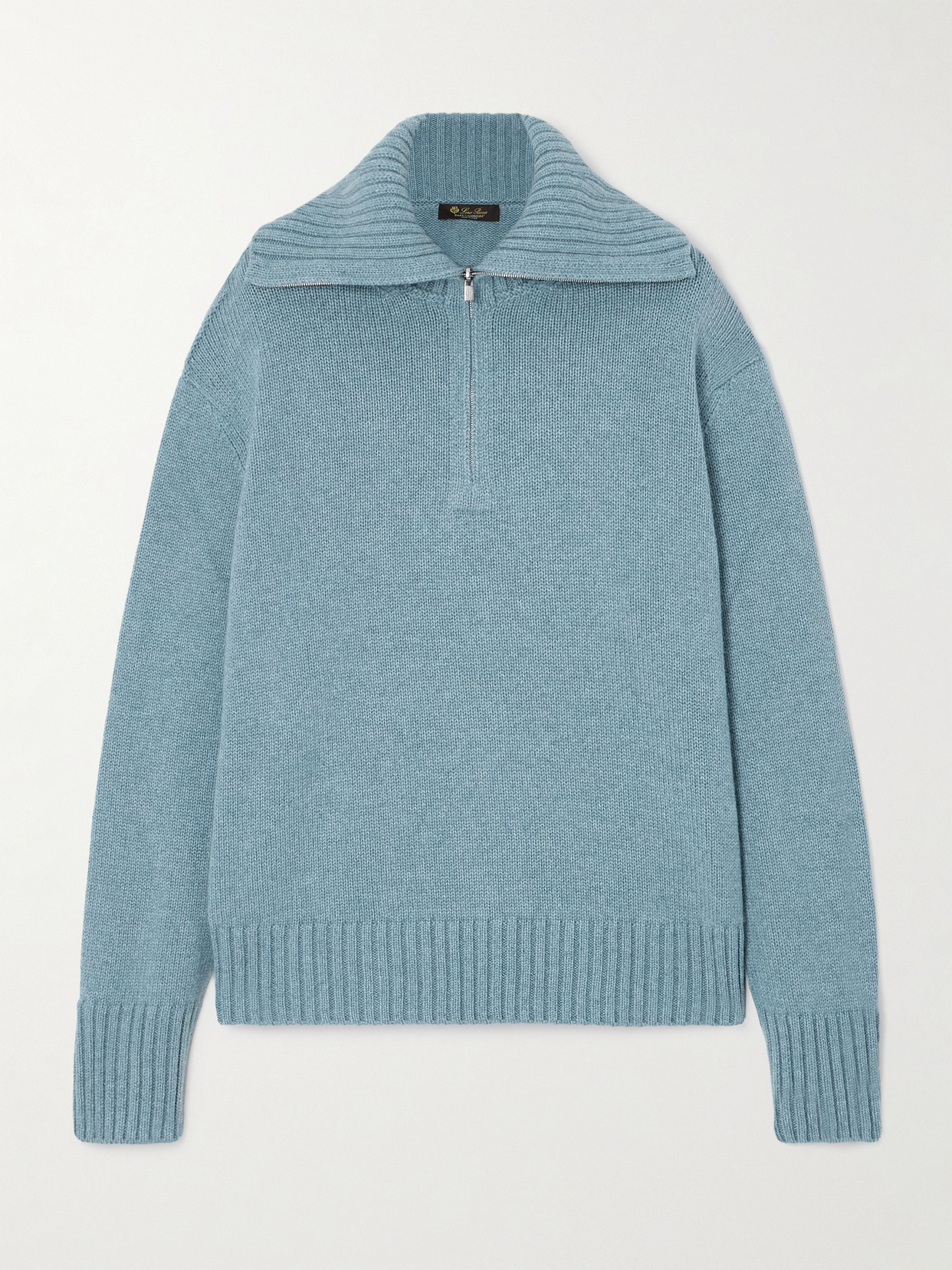 Loro Piana Cashmere Half-zip Sweater In Blue