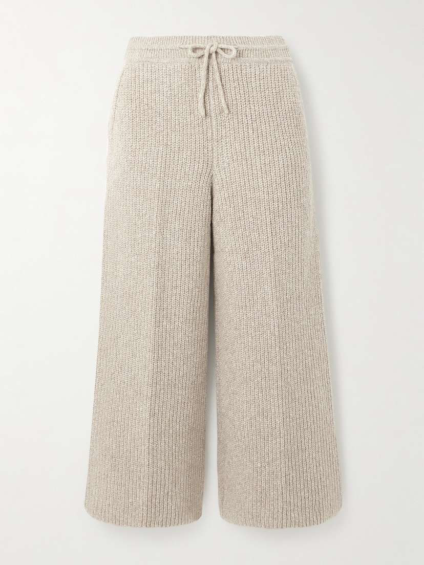 Loro Piana Valduggia Cropped Ribbed Cashmere Wide-leg Pants