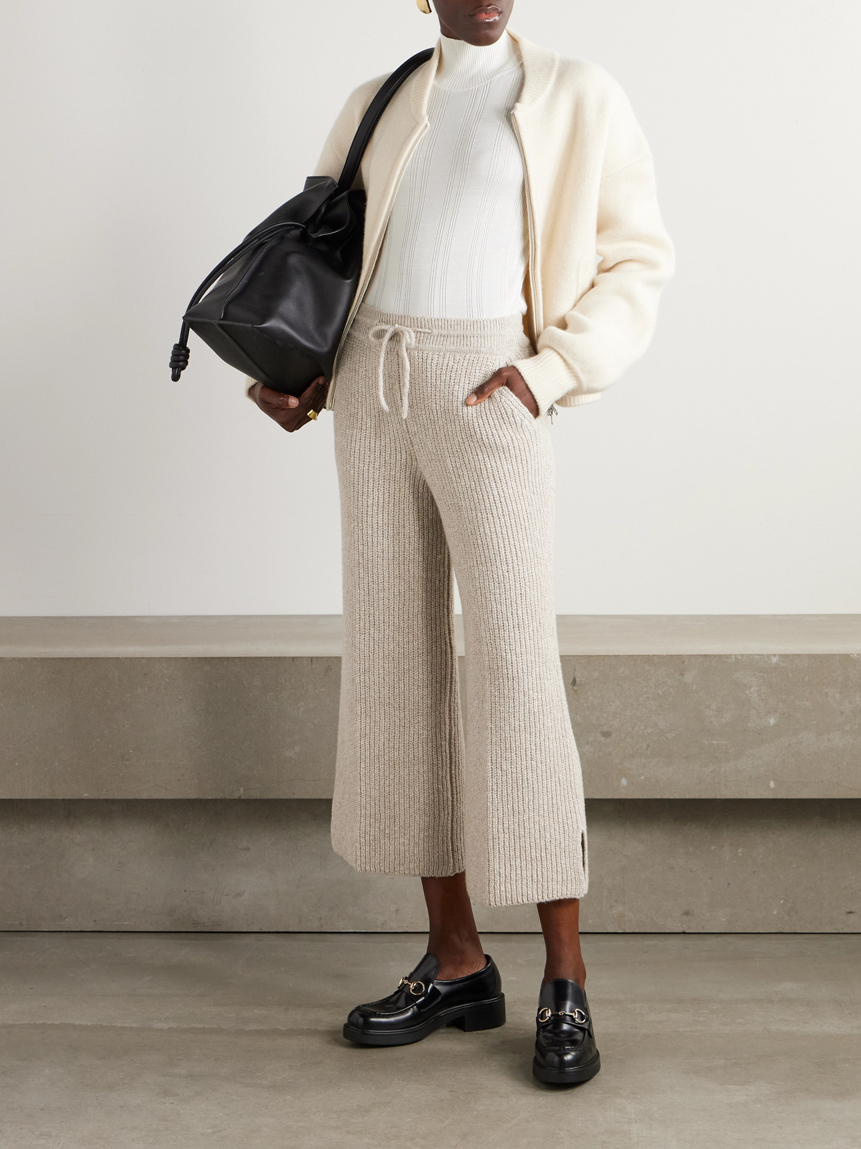 Loro Piana Valduggia Cropped Cashmere Pants In Brown