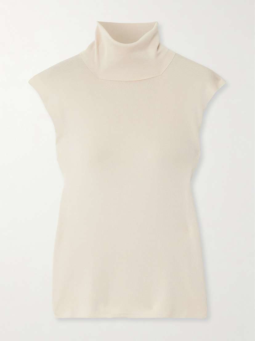 Loro Piana Lyskamm Silk Turtleneck Top