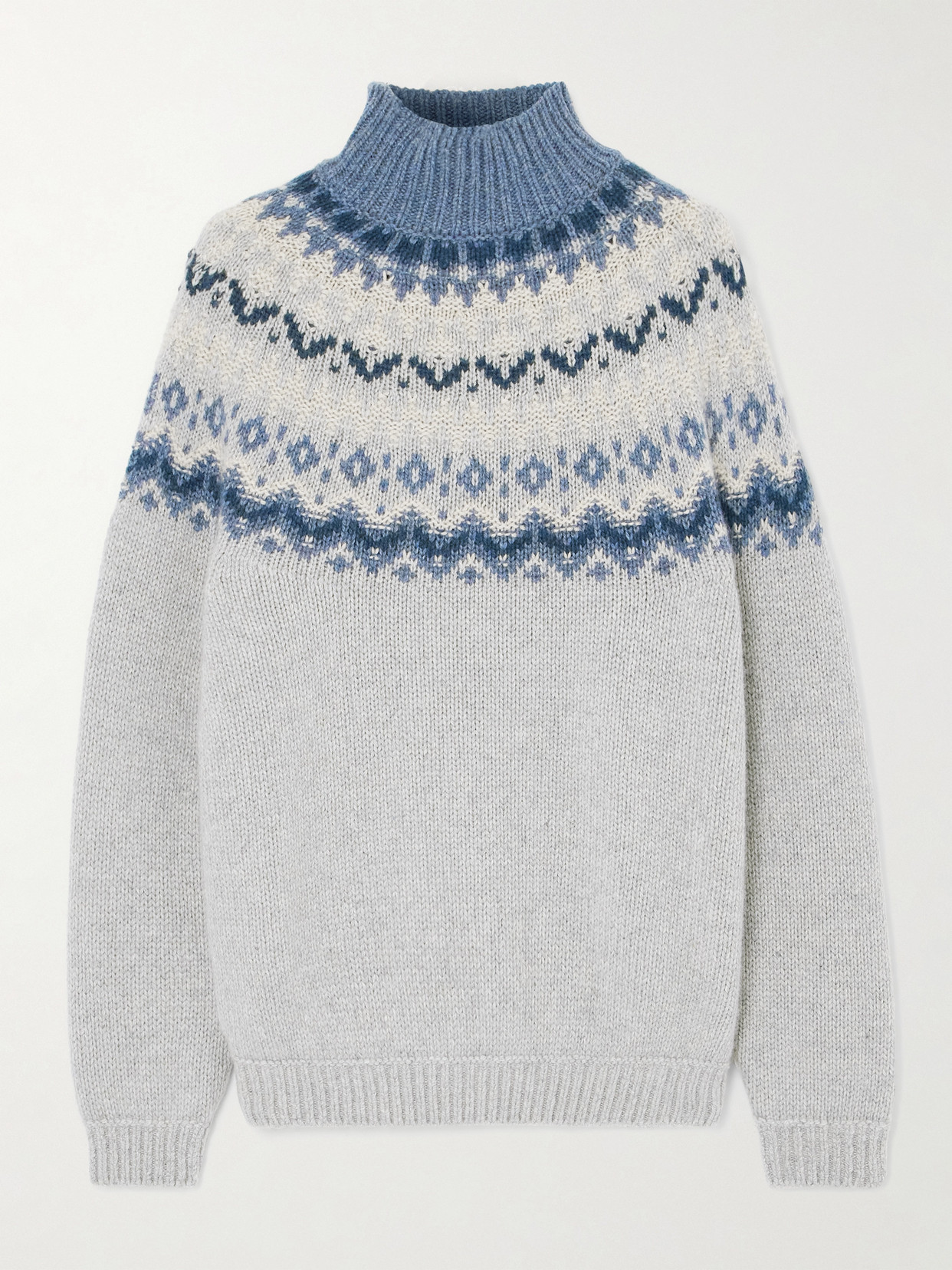 Loro Piana - Jacquard-knit Cashmere Turtleneck Sweater - Blue