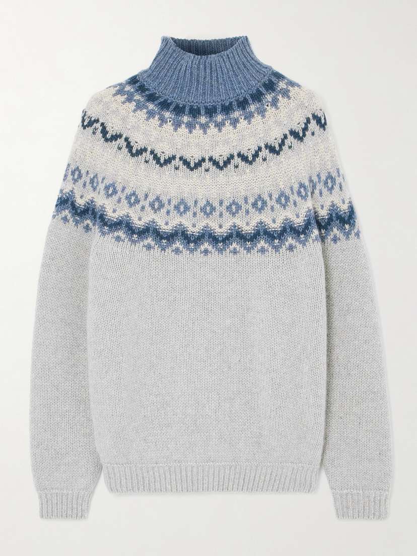 Loro Piana Jacquard-knit Cashmere Turtleneck Sweater