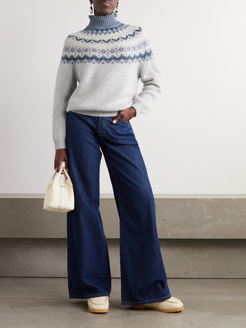 Loro Piana Jacquard-knit cashmere turtleneck sweater