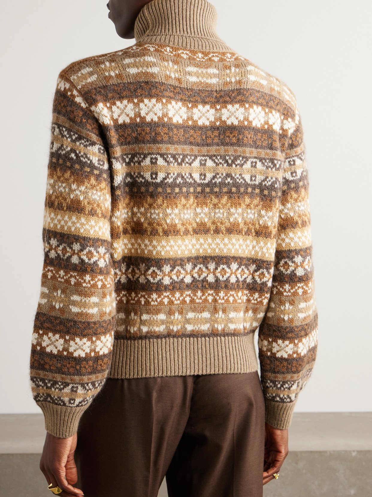 Scopello Striped Cashmere, Alpaca And Wool-Blend Jacquard Turtleneck Sweater