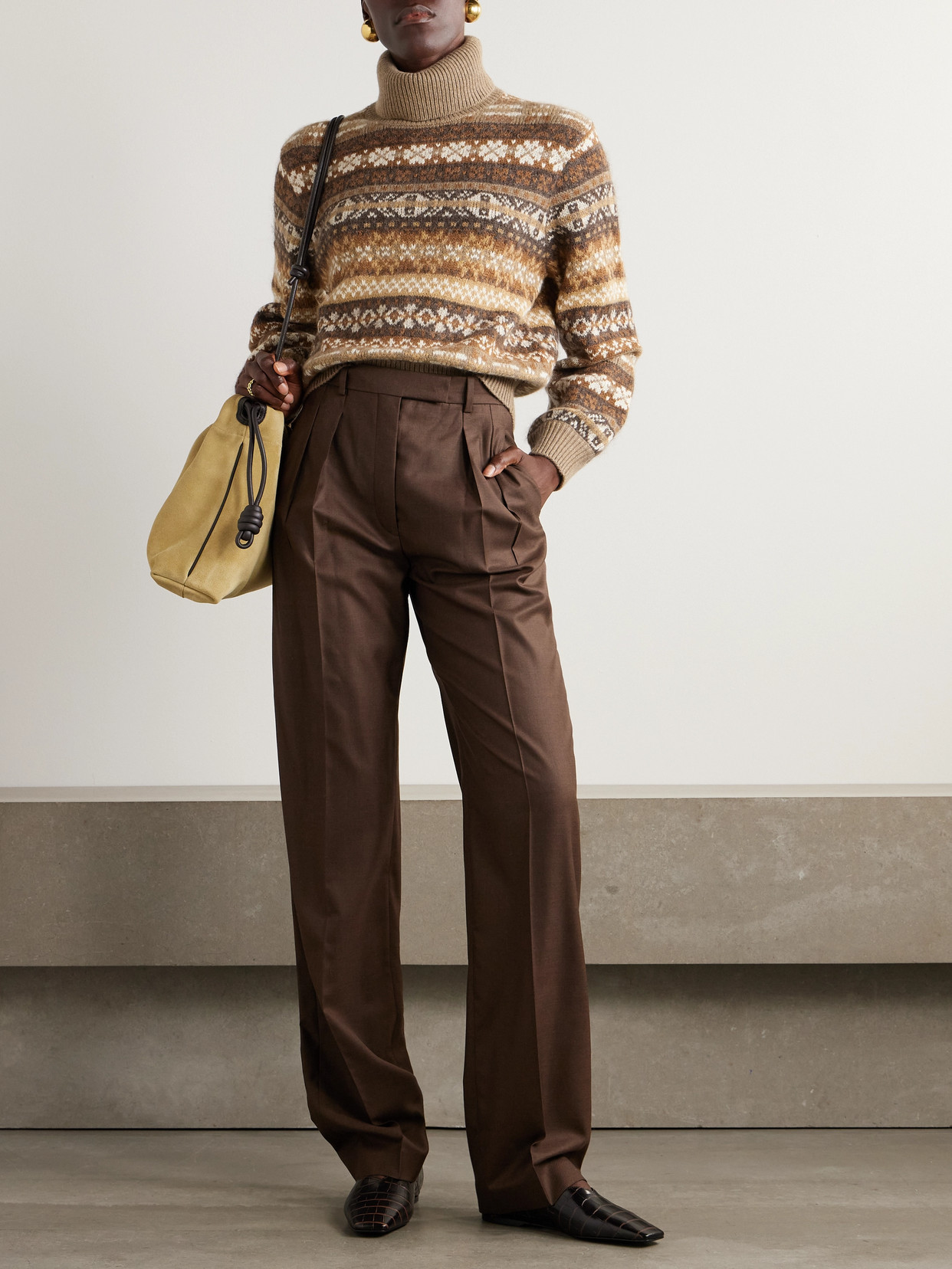 Scopello Striped Cashmere, Alpaca And Wool-Blend Jacquard Turtleneck Sweater