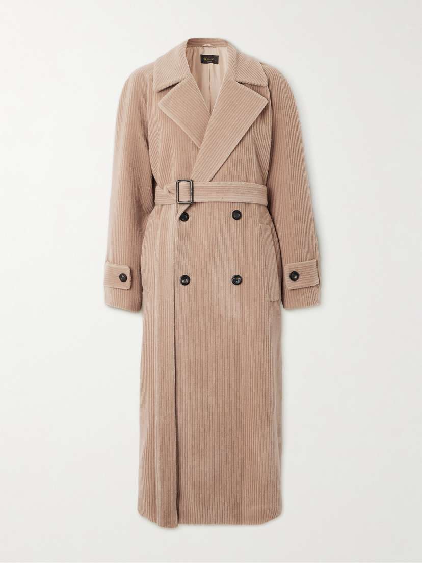 Loro Piana Double-breasted Belted Cashmere-corduroy Coat