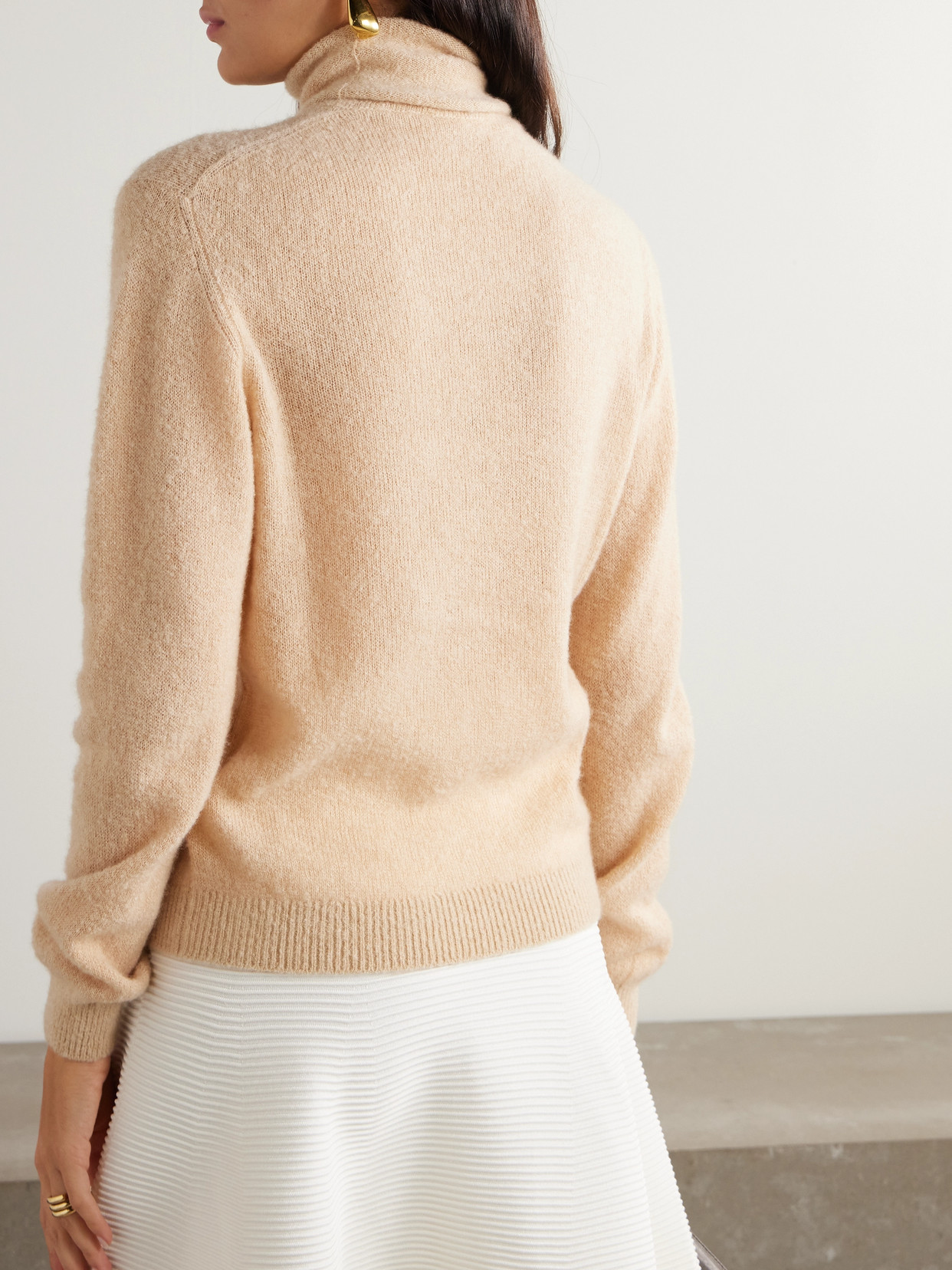 Loro Piana Cashmere And Silk-blend Bouclé Turtleneck Sweater In Neutrals