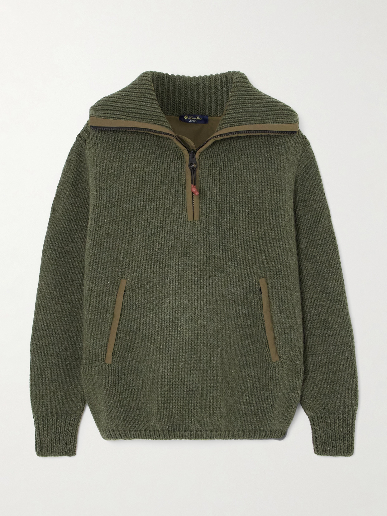 Loro Piana - Alpe Di Mera Ripstop-trimmed Cashmere Sweater - Dark green
