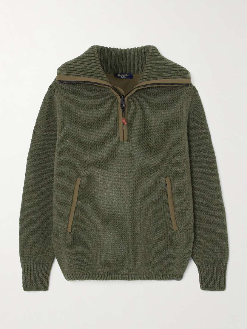 Loro Piana Alpe Di Mera Ripstop-trimmed Cashmere Sweater