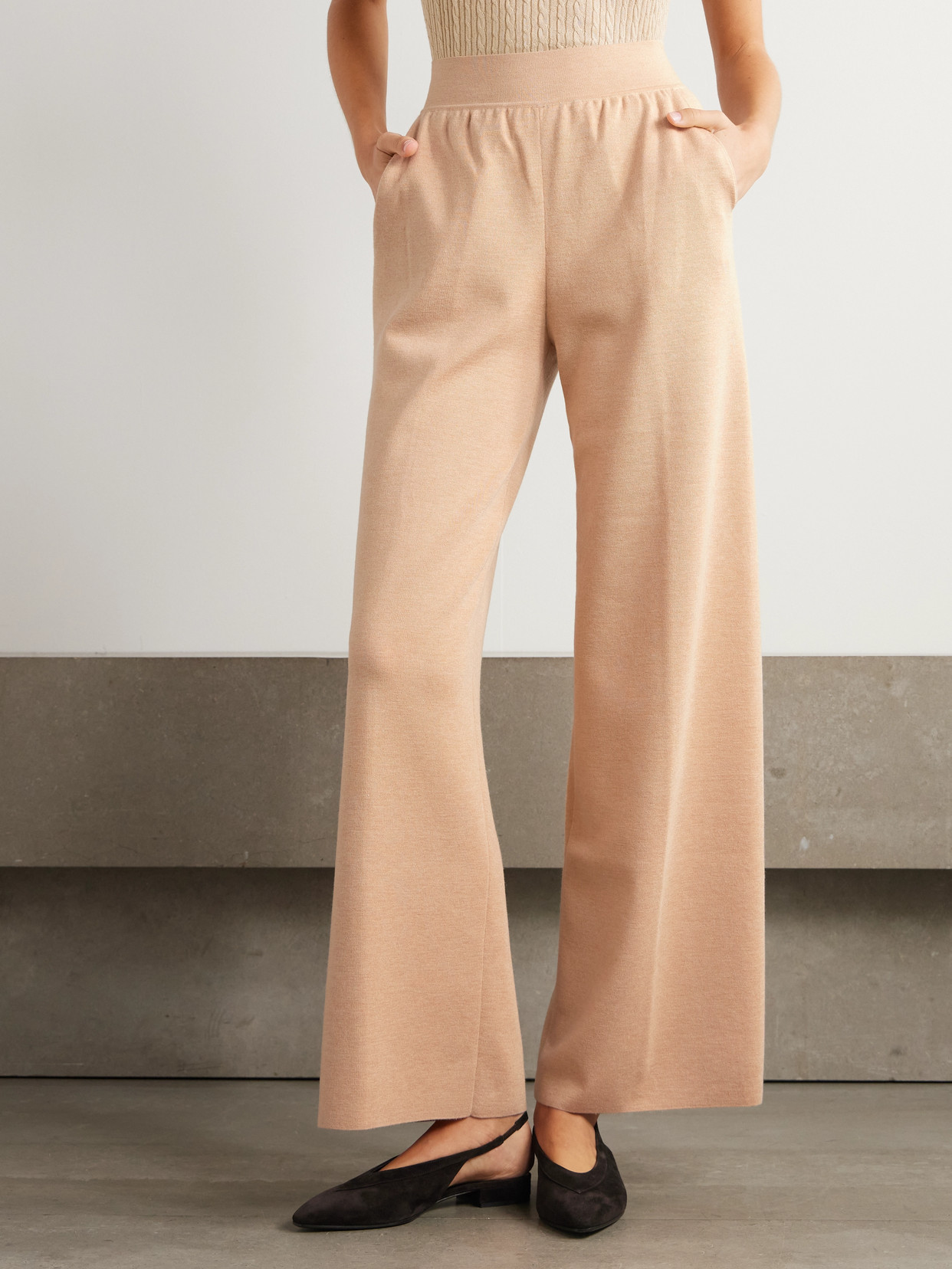 Loro Piana Cashmere And Silk-blend Wide-leg Pants In Neutrals