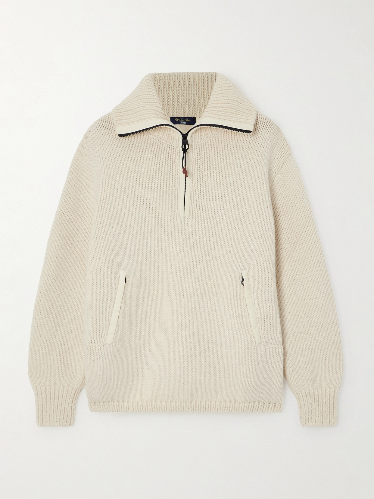 Loro Piana Alpe Di Mera Shell-trimmed Cashmere Sweater In White