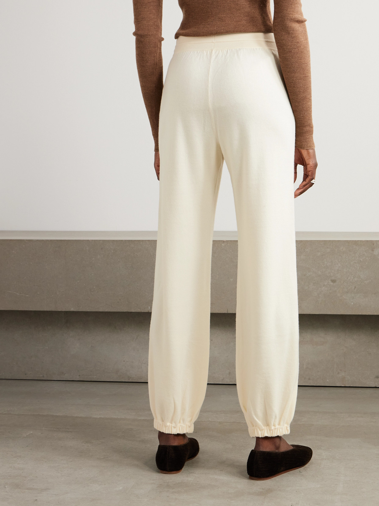 Loro Piana Cashmere Tapered Track Pants In Cream