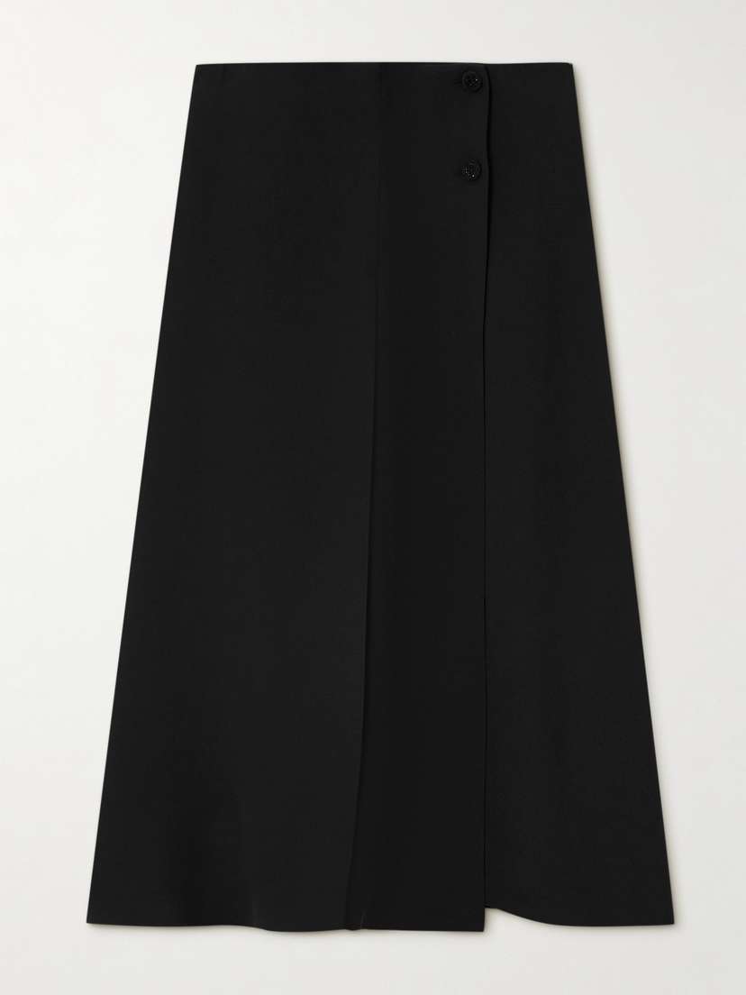 Loro Piana Alida Bead-embellished Pleated Silk Crepe De Chine Midi Wrap Skirt