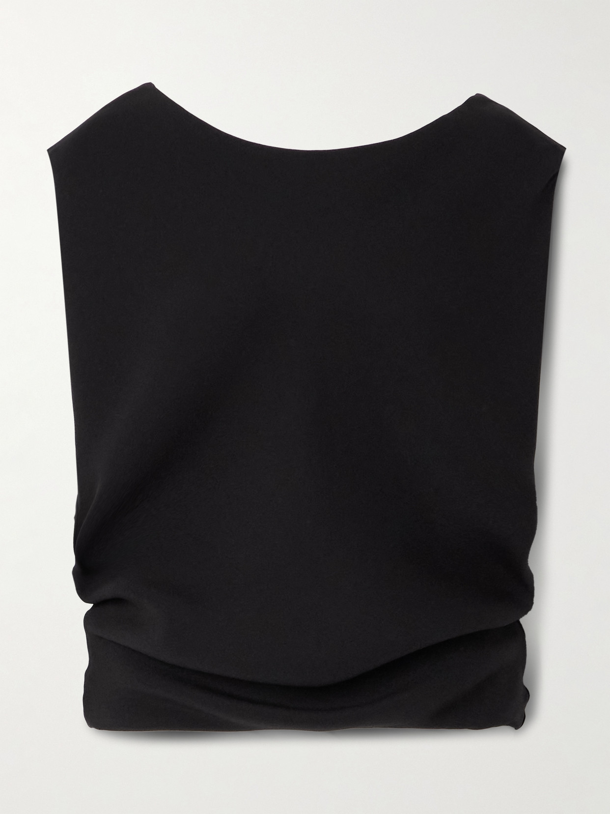 Loro Piana Cristyn Gathered Silk Crepe De Chine Top In Black