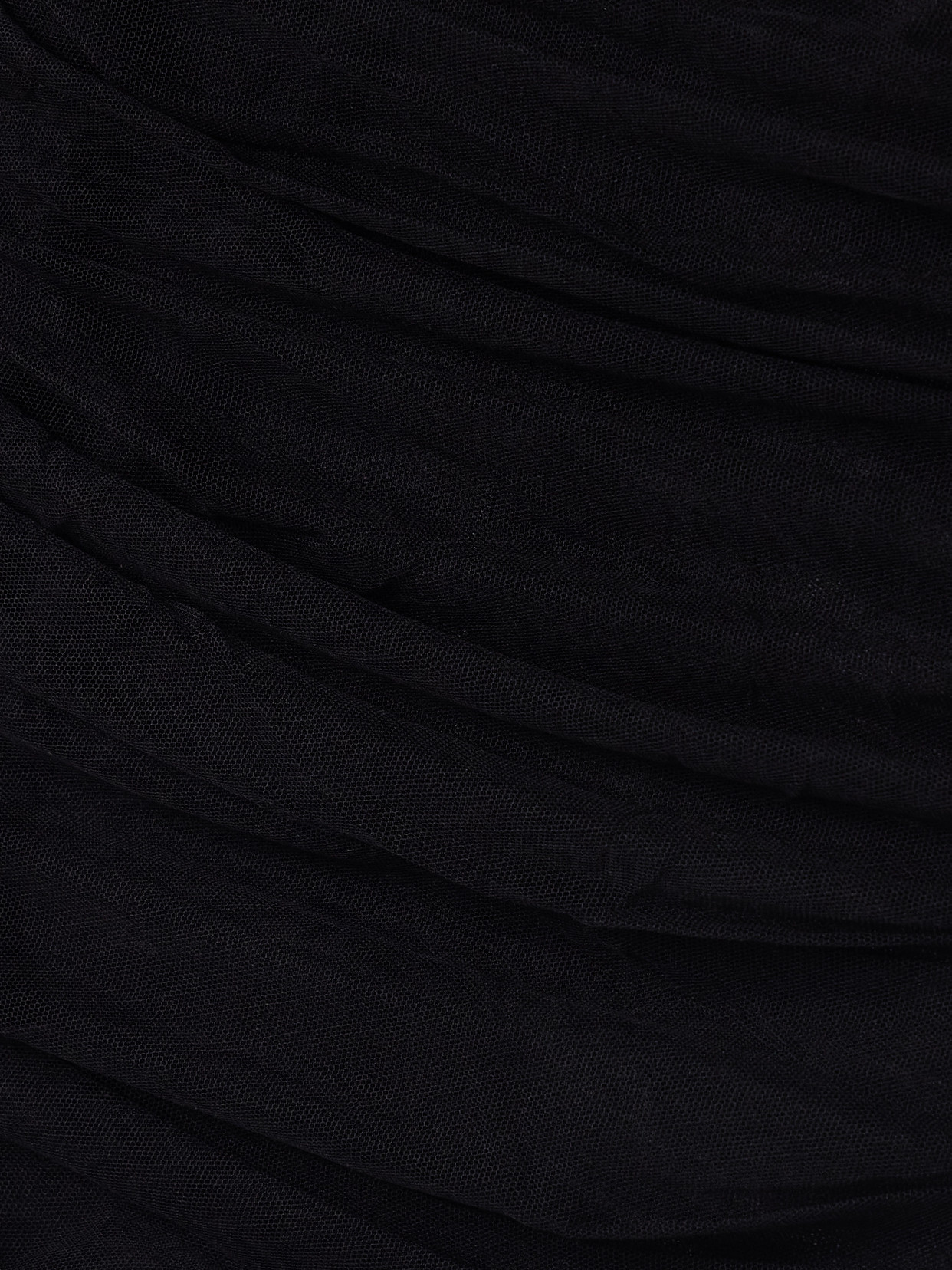 Monot Off-the-shoulder Ruched Silk-tulle Mini Dress In Black