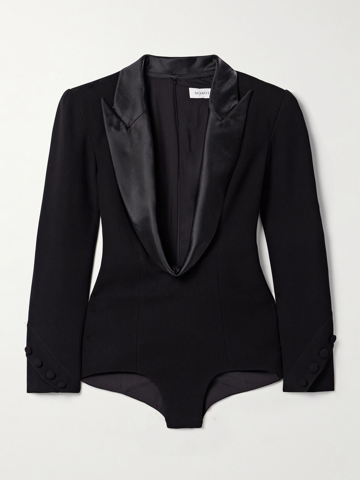 Mônot - Lamé-trimmed Crepe Bodysuit - Black