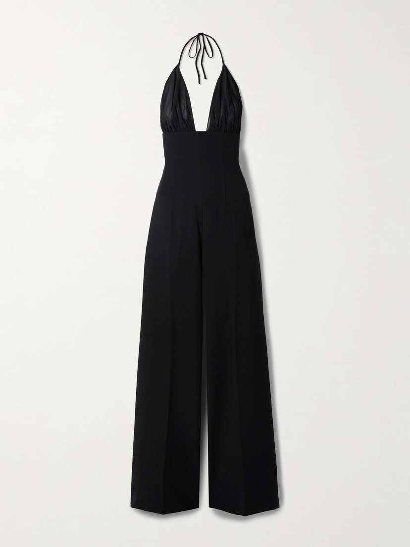 Mônot Tulle-trimmed Crepe Halterneck Jumpsuit