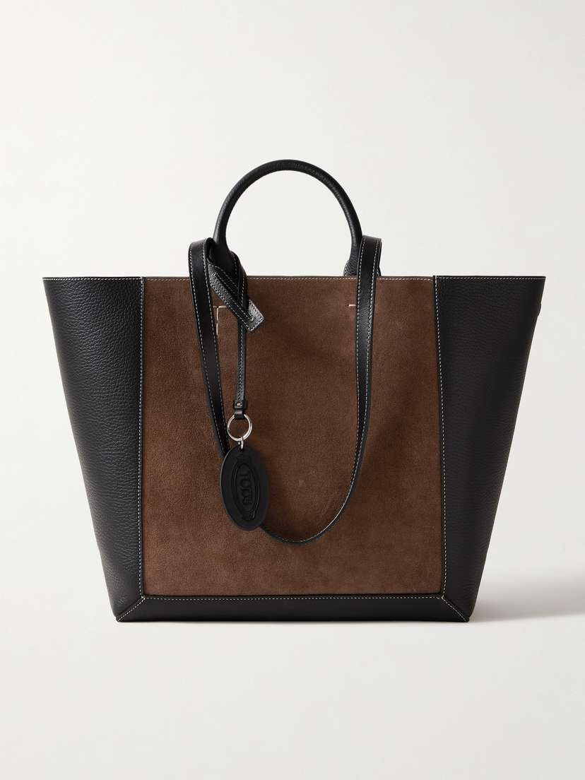 Tod's Double Up Two-tone Suede And Textured-leather Tote