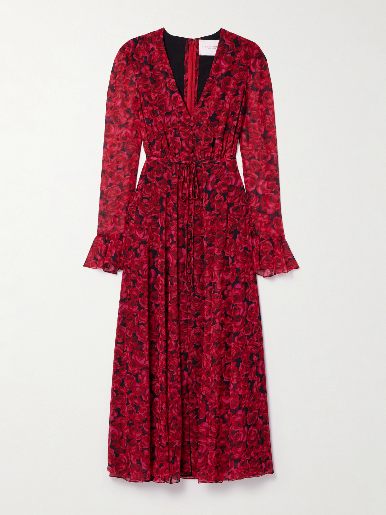 Carolina Herrera - Gathered Floral-print Chiffon Midi Dress - US2