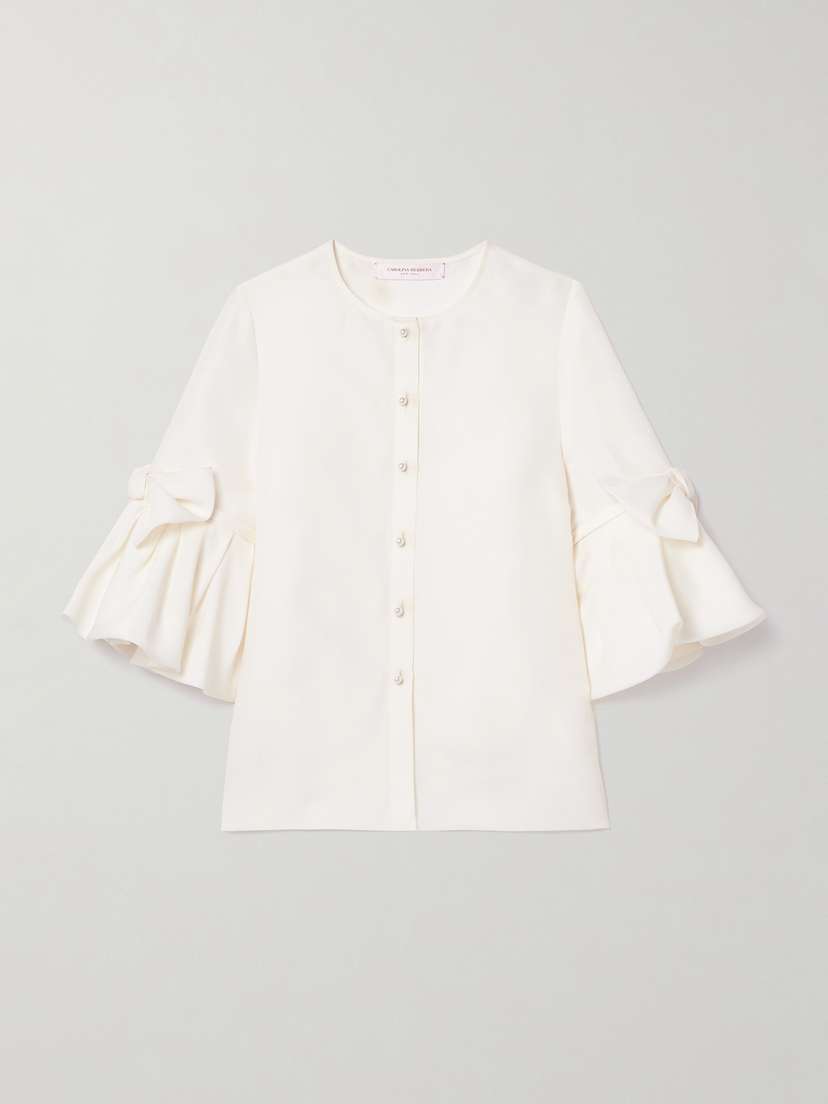 Carolina Herrera Embellished Ruffled Silk Shirt