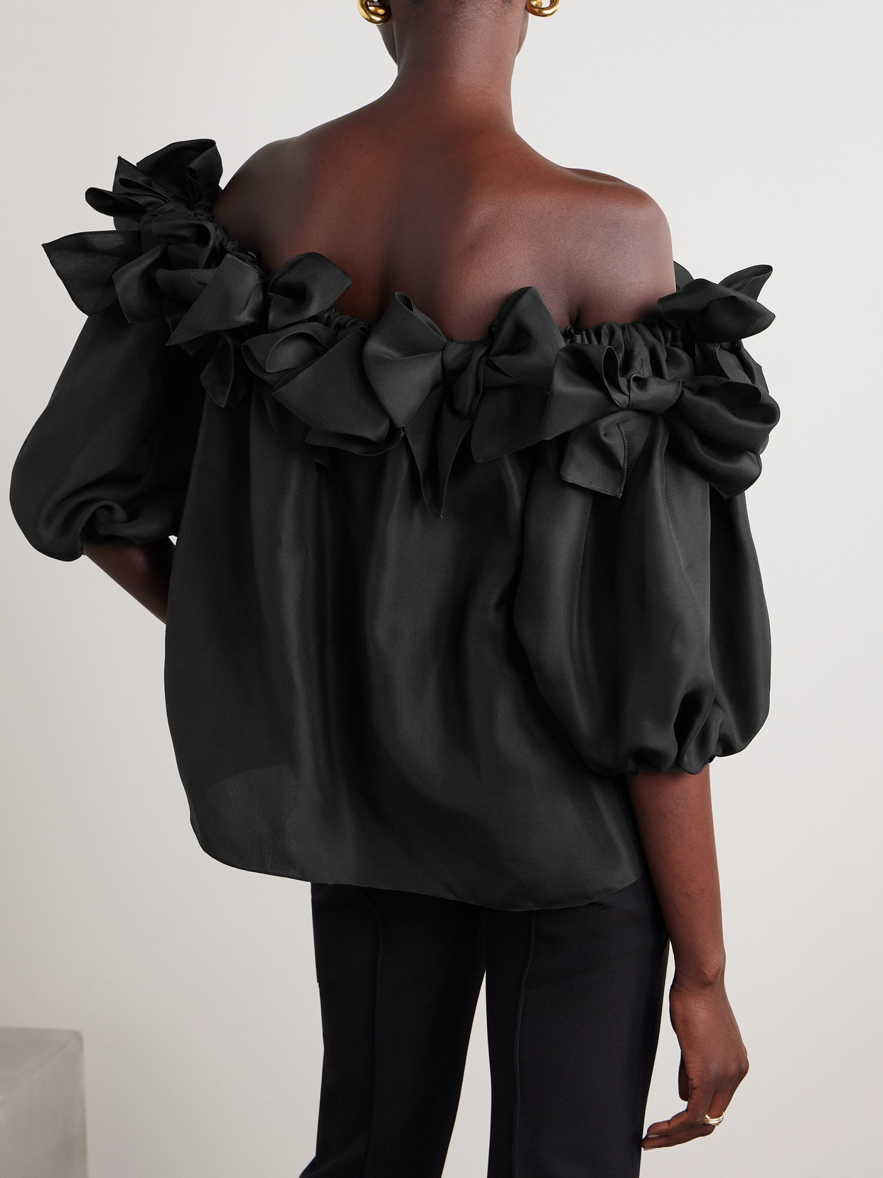Carolina Herrera Rosette Off-shoulder Top In Black