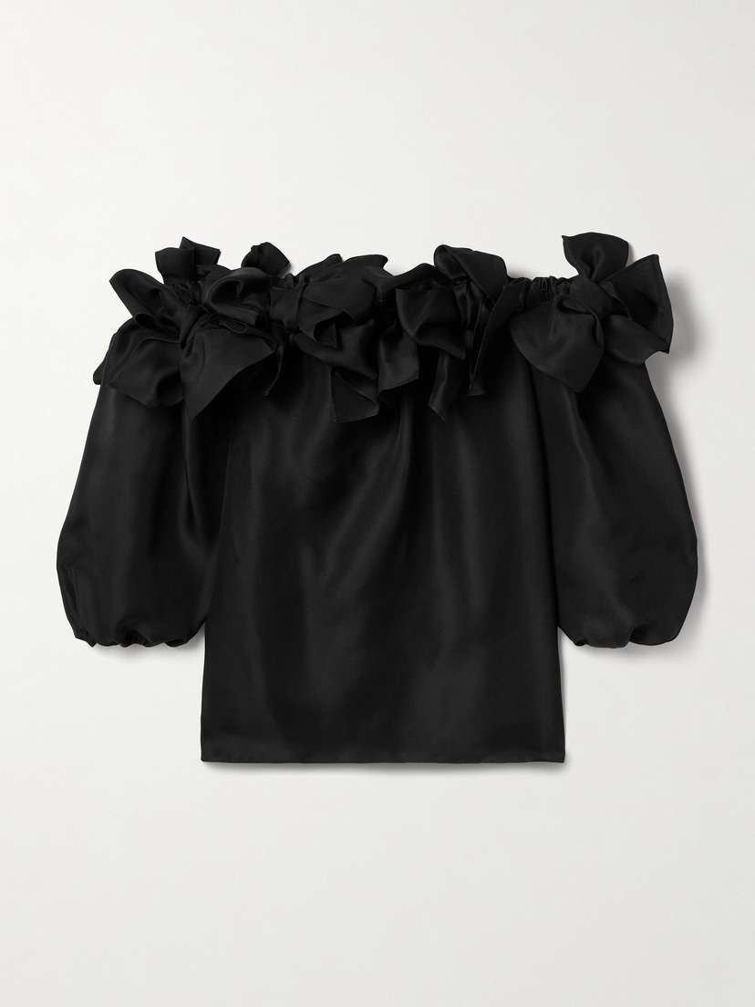 Carolina Herrera Off-the-shoulder Bow-detailed Silk Blouse