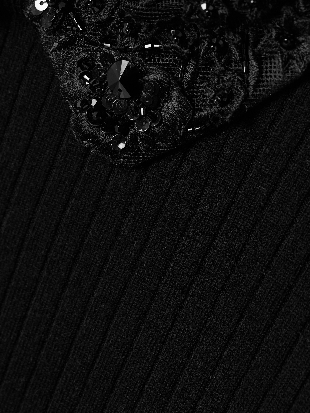 Convertible Embellished Crochet-Trimmed Sweater