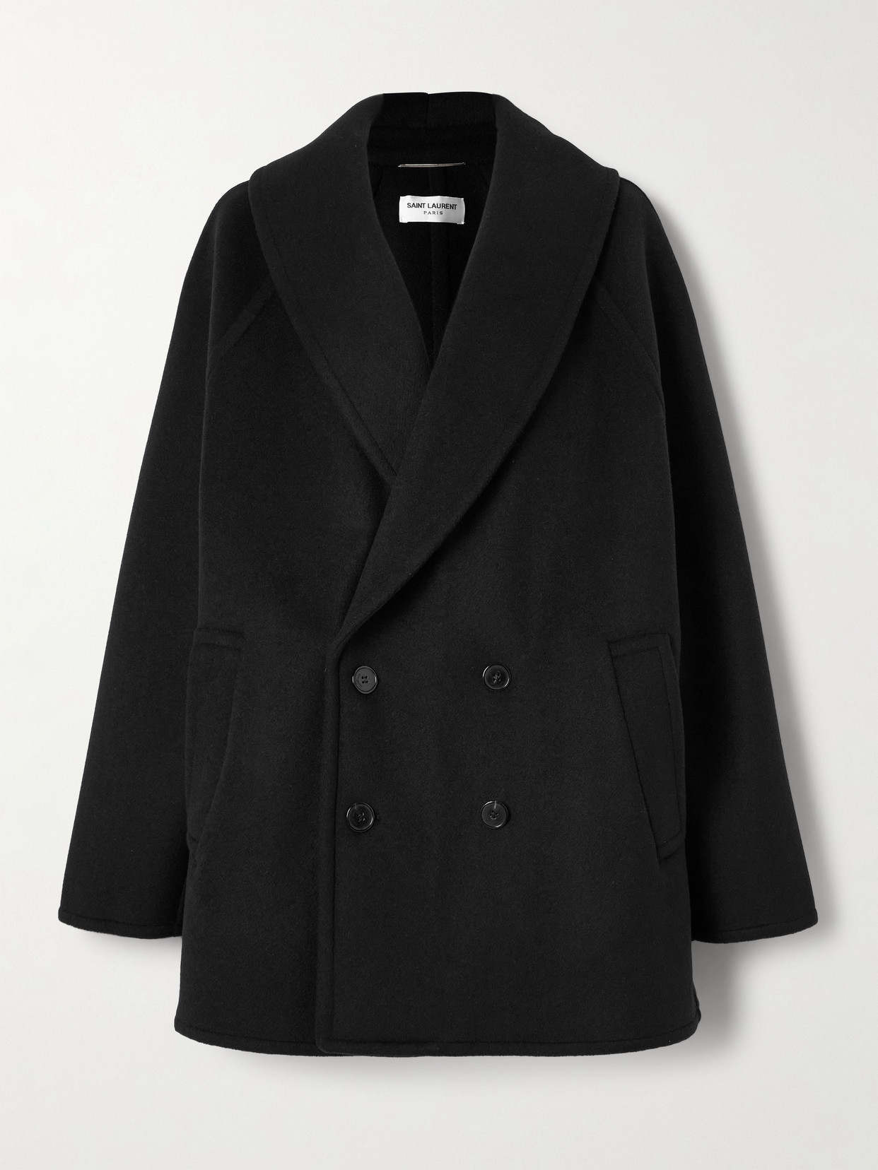 SAINT LAURENT - Double-breasted Wool And Cashmere-blend Coat - Black