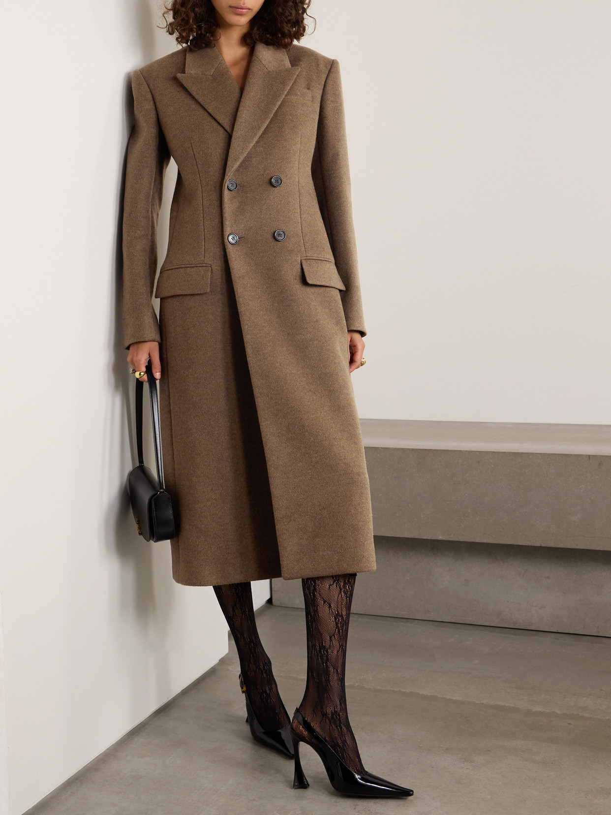 Saint Laurent Wool-cashmere Double-breasted Coat In Green