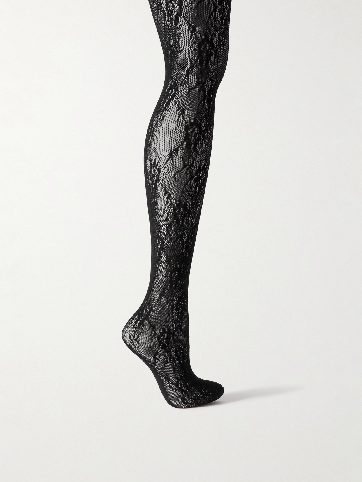 Saint Laurent Stretch-lace Tights In Black