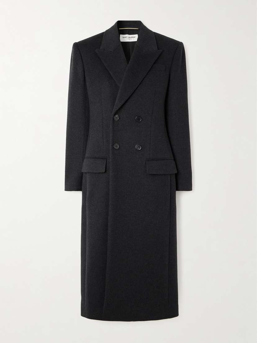 Saint Laurent Double-breasted Brushed Wool And Cashmere-blend Coat