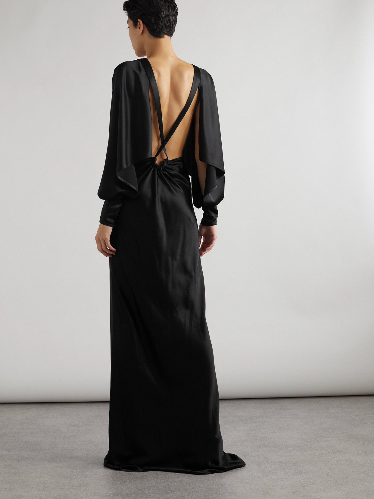 Saint Laurent Silk-satin Gown In Black