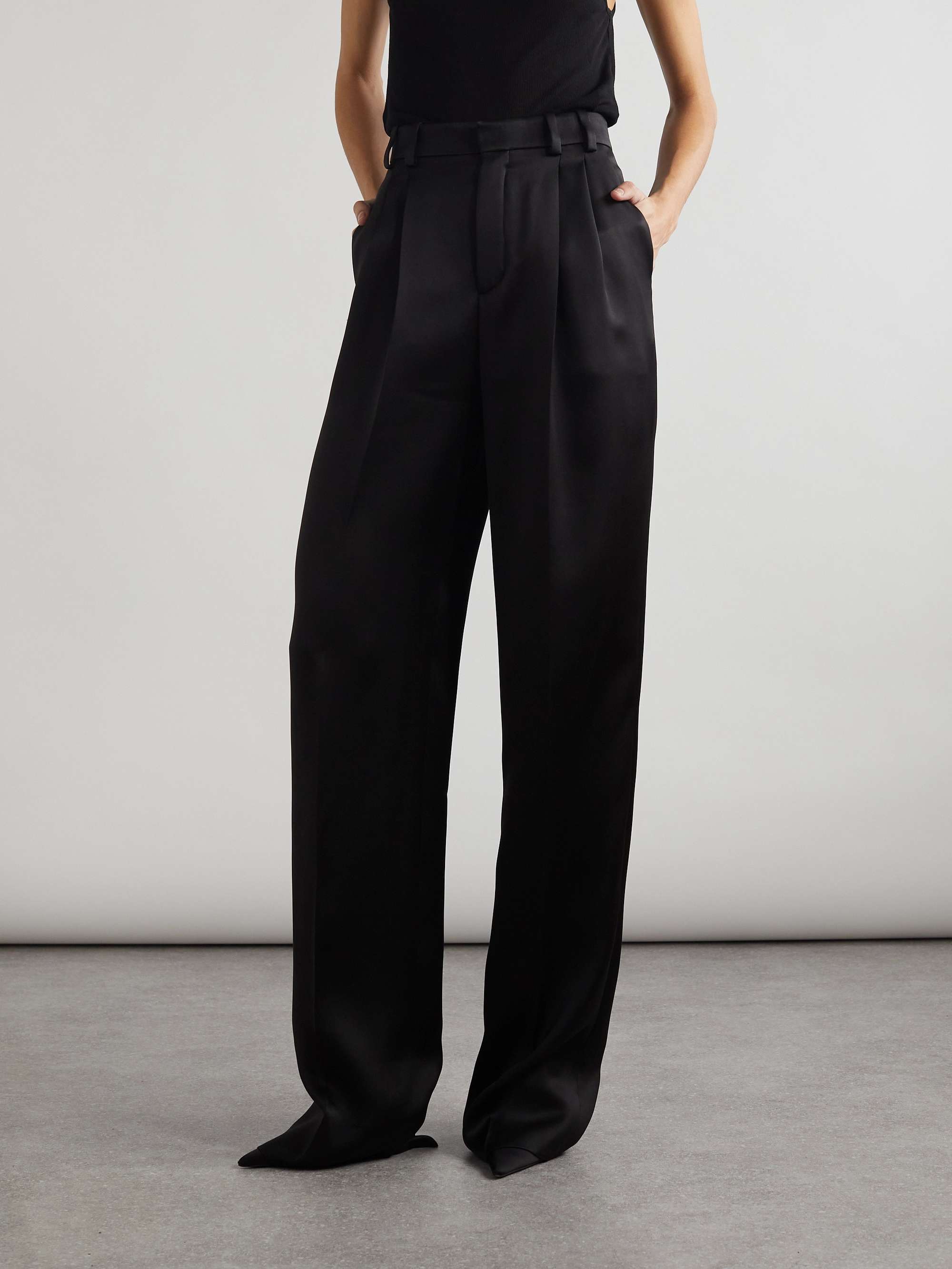 Saint Laurent mid-rise silk Habotai pants main image 1