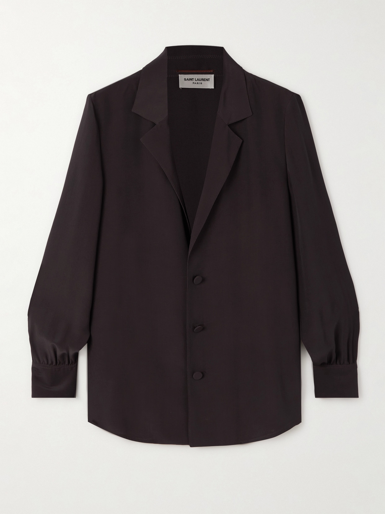 Saint Laurent Silk Crepe De Chine Shirt In Brown