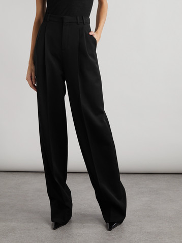 Saint Laurent Pleated grain de poudre wool wide-leg pants