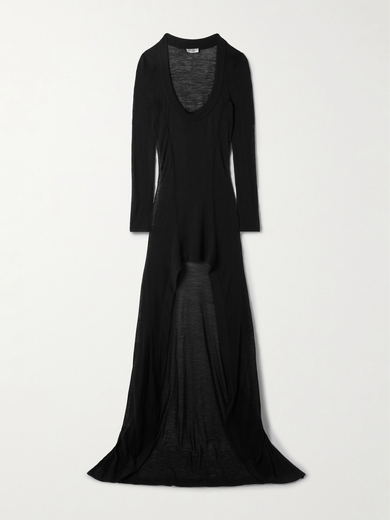 Saint Laurent Wool Maxi Dress In Black