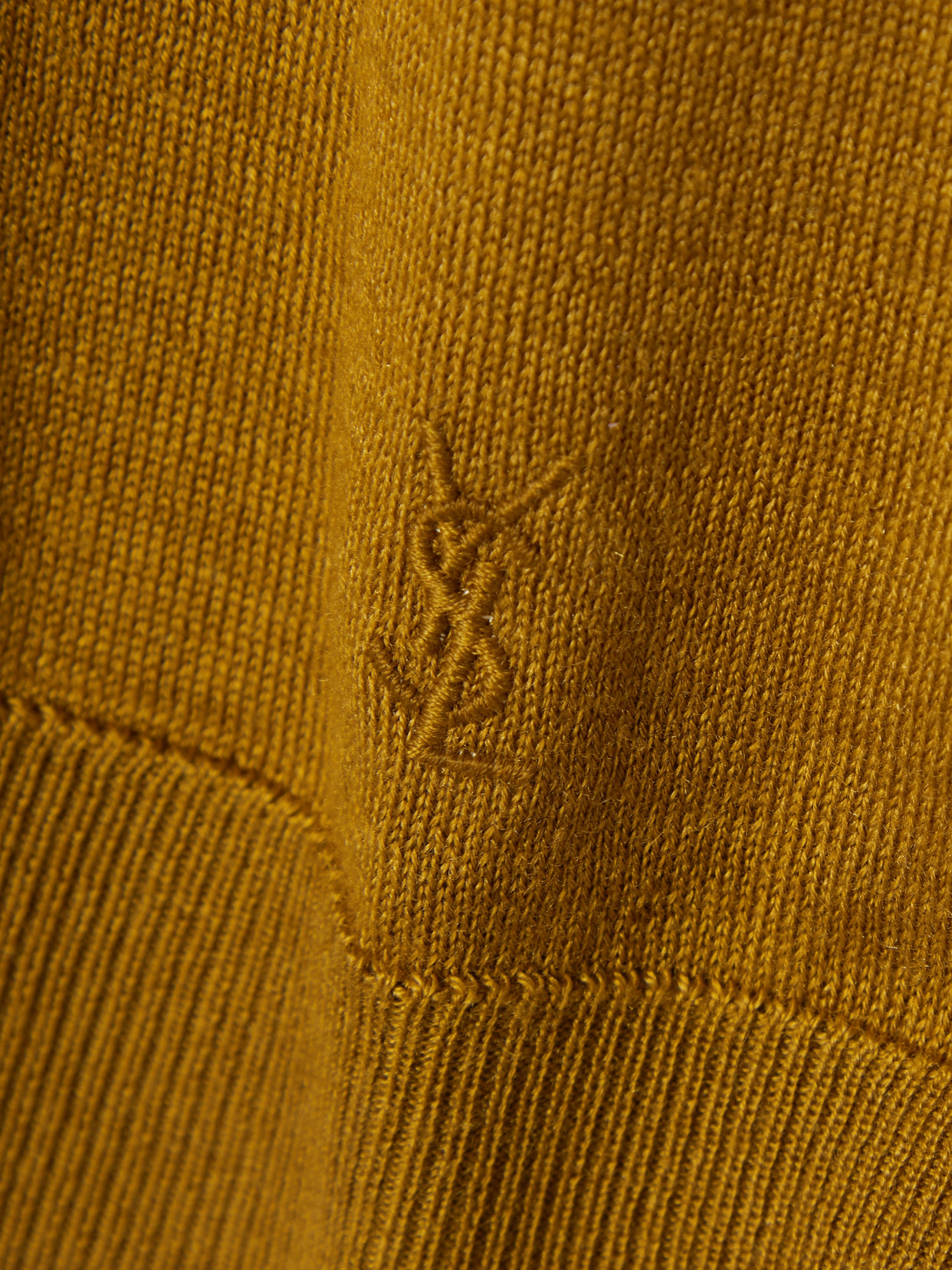 Saint Laurent Embroidered Wool, Cashmere And Silk-blend Polo Shirt In Metallic
