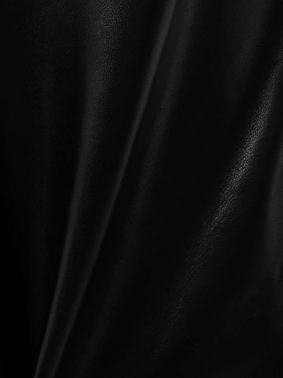 paneled leather gown