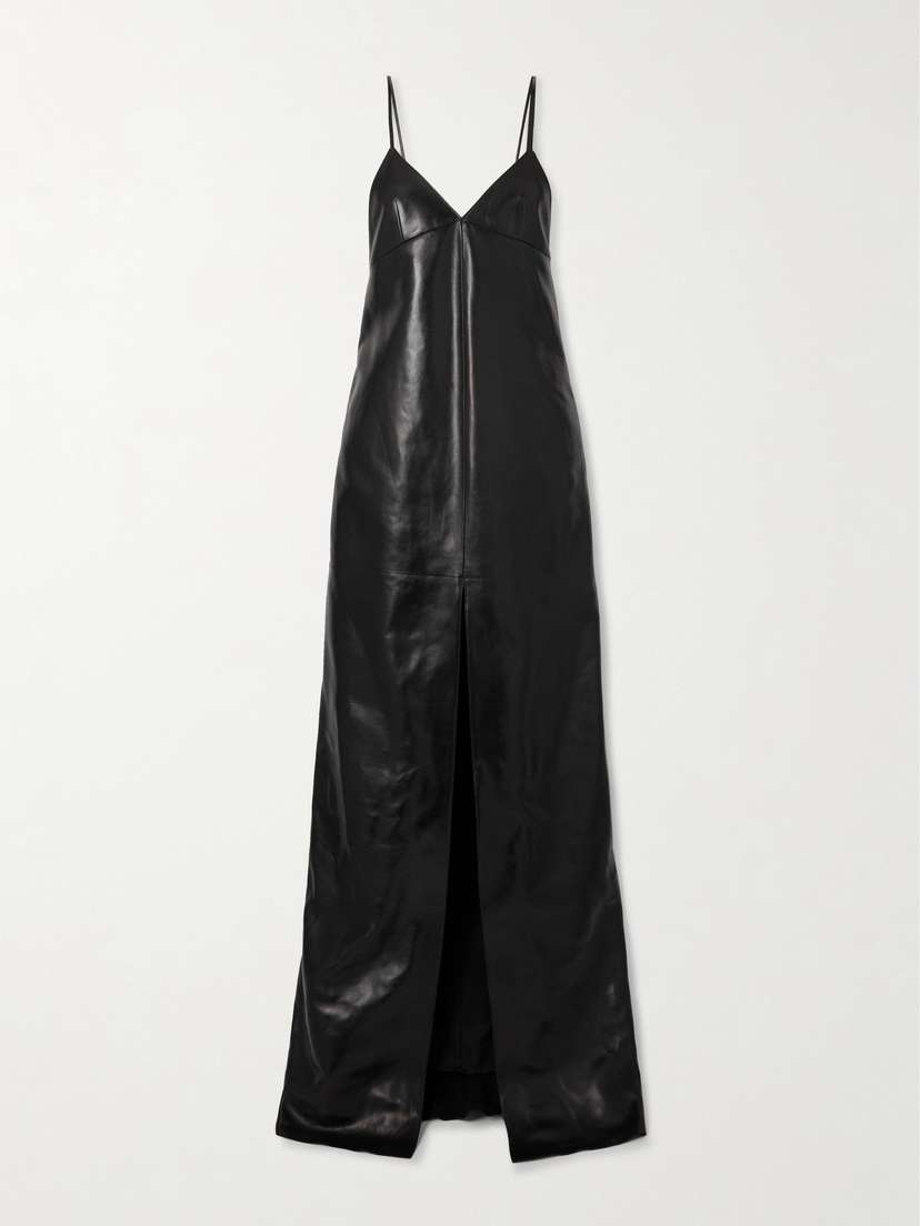 Saint Laurent Paneled Leather Gown