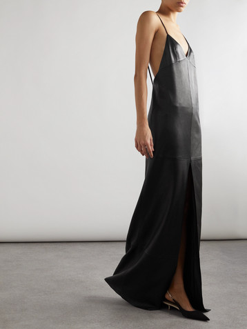 Saint Laurent Paneled leather gown
