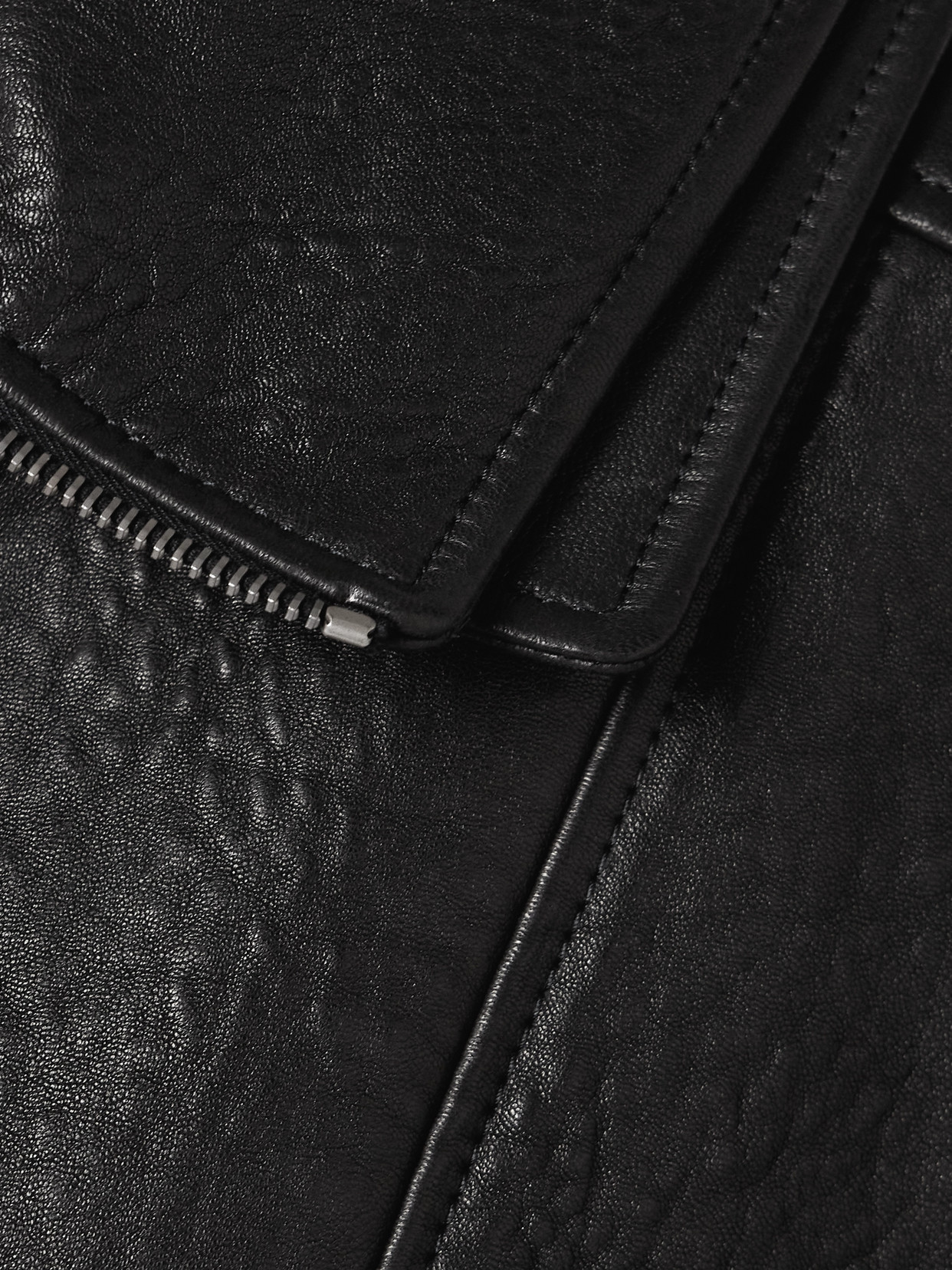 Saint Laurent Oversized Textured-leather Jacket In Black
