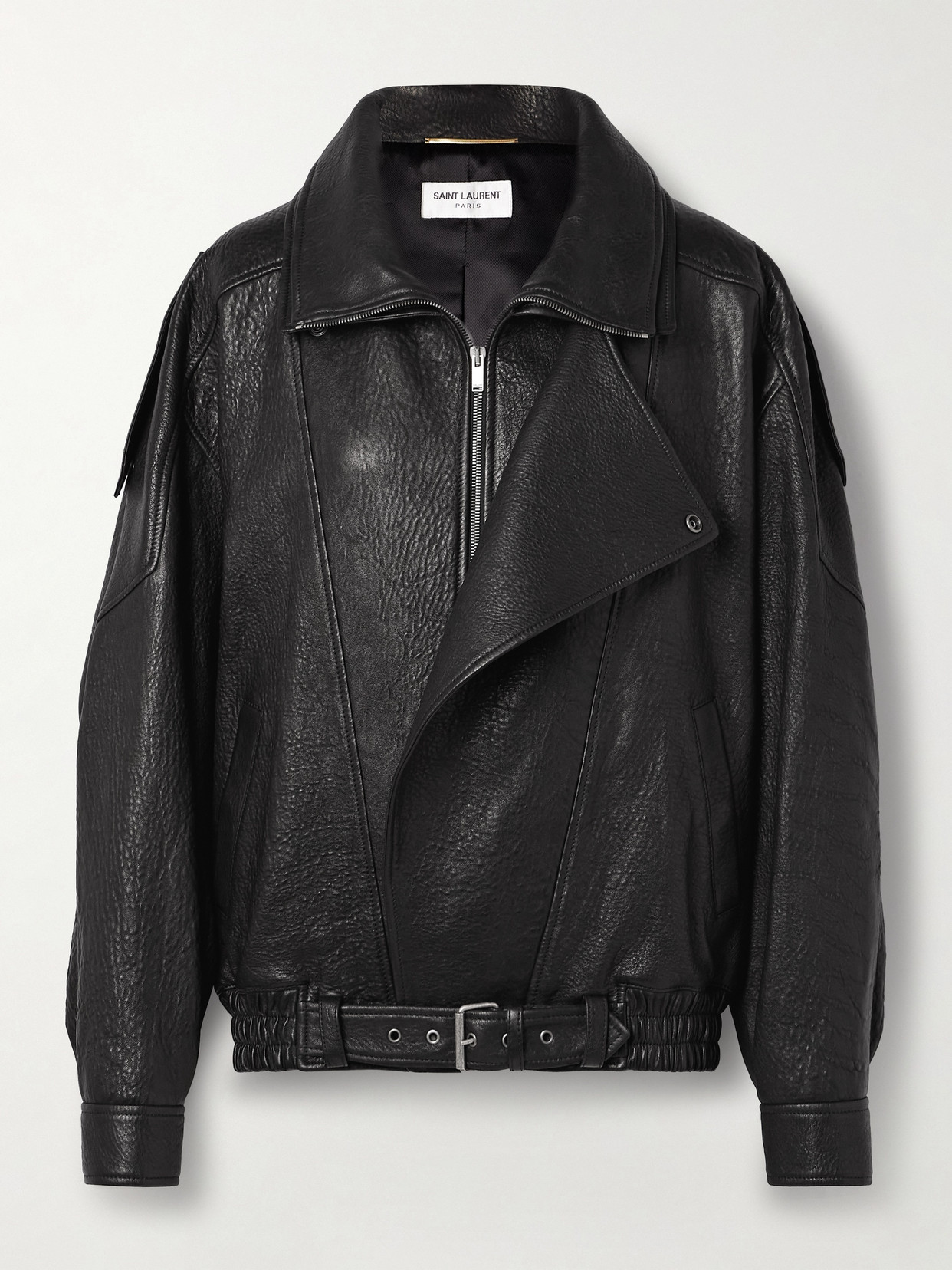 Saint Laurent Oversized Textured-leather Jacket In Black