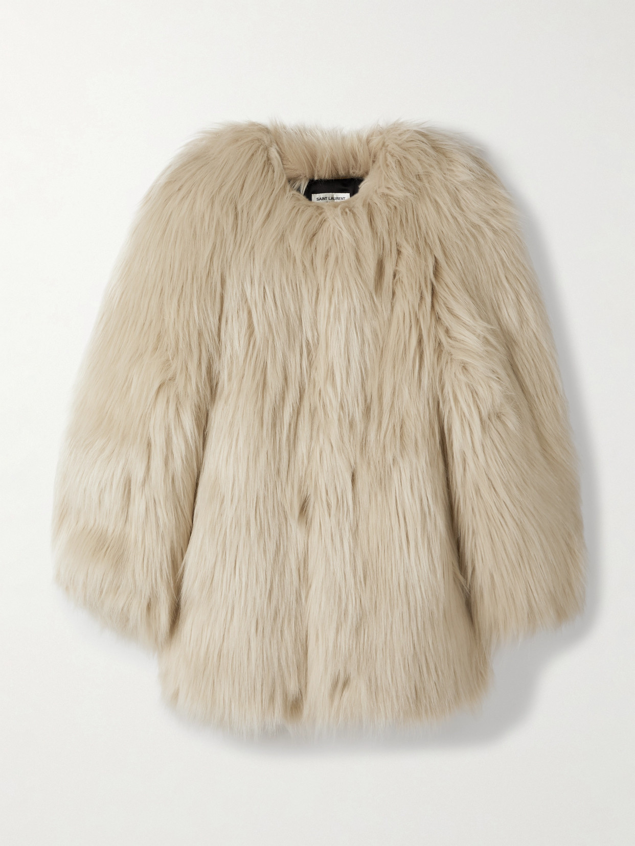 Saint Laurent Animal-free Fur Jacket In Neutrals