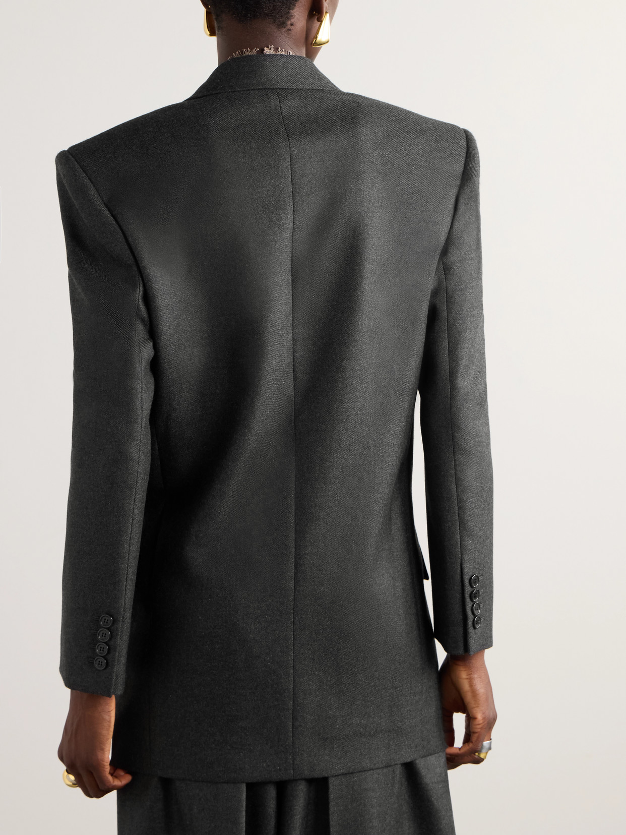 Saint Laurent Double-breasted Cashmere-twill Blazer In Gray